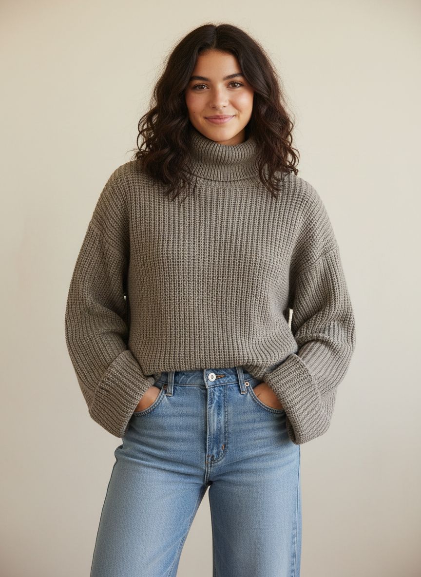 Pullover - oversized - wide sleeve - crop