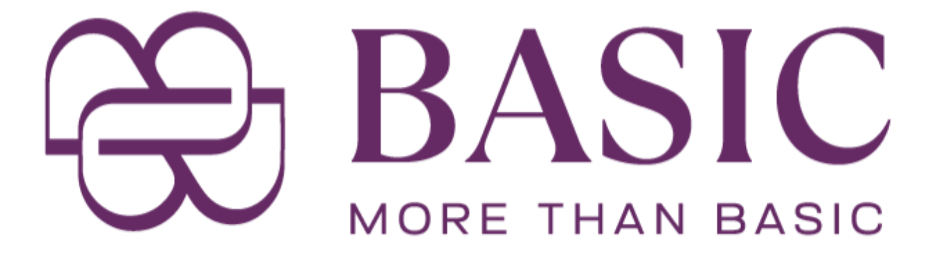 Logo with 'BASIC' and 'More than Basic' text in purple on a white background